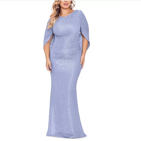 Betsy & Adam Crinkled Metallic Drape Back Dress - Picture 1 of 4